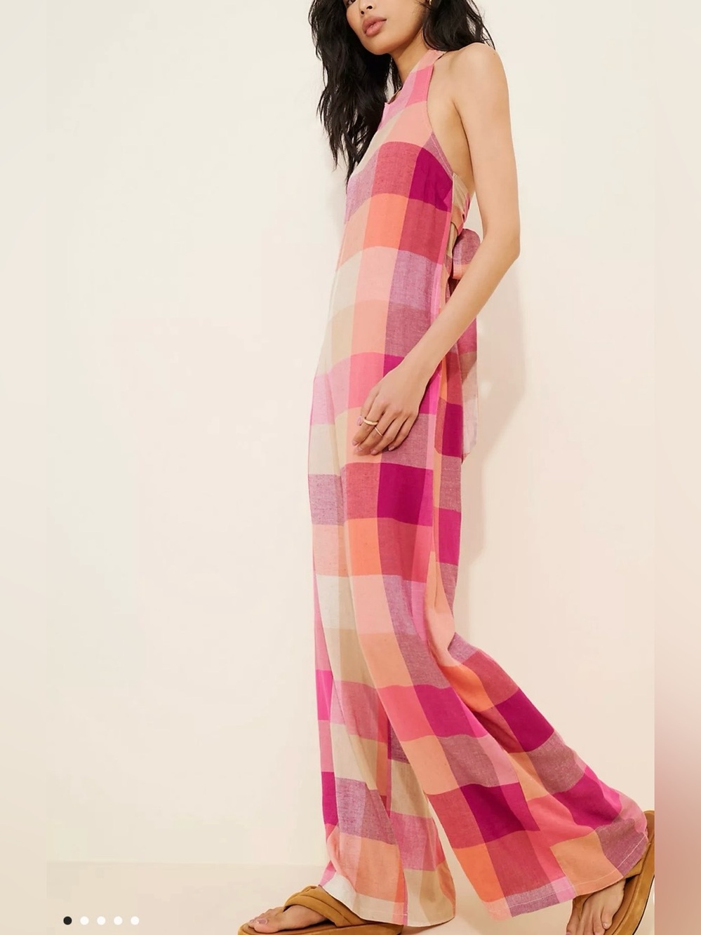 Pink Plaid Halter Maxi jumper